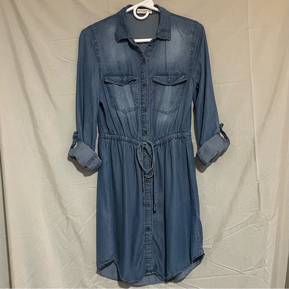 Anna-Kaci Blue Denim Shirt Dress - Picture 4 of 7